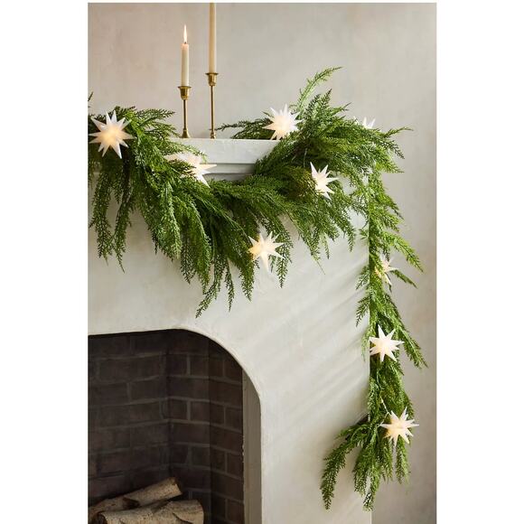 Anthropologie Faux Cedar Garland, Deluxe 108" - Picture 1 of 4